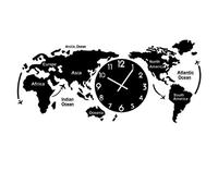 Horloge murale cartes du monde design moderne 3D horloges murales numériques silencieuses non cinématographiques murales personnalisées art voyage horloges géographiques non marquées