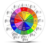 Horloge Murale Cercle des Cinquièmes Solfège Aide-mémoire Horloge Murale Colorée La Roue De L’Harmonie Équations De Théorie Musicale Musiciens Art Horloge