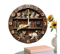 Horloge murale chat - Décoration de maison en bois design chat 30cm | Horloge murale rétro: maison, salon, chambre, style ferme, bar, bureau, bibliothèque, studio