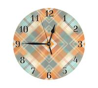 Horloge murale classique à carreaux silencieuse sans tic-tac, fonctionne à piles pour salon, chambre à coucher, cuisine, bureau