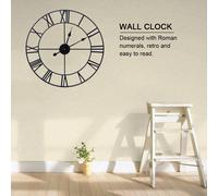 Horloge murale classique en métal, ronde, antique et industrielle, chiffres romains, décor de café à la maison (40cm)