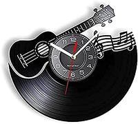 Horloge Murale clé de Sol et Guitare Horloge Instrument de Musique 3D partition de Musique lumières LED murales mécanisme d'horloge Rock N Roll