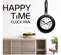 Horloge murale contemporaine en acier inoxydable à suspendre - Horloge à couverts décorative - Horloge fantaisie à suspendre - Pour cuisine, chambre à coucher, bureau, café, salon - Noir