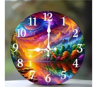 Horloge Murale Coucher de soleil ciel Aurora 25cm, Moderne Silencieuse Pendule Murale, Arabes Chiffres Pendules Murales Facile à Lire, horloge murale Ronde pour Décoration de Cuisine Salon Chambre