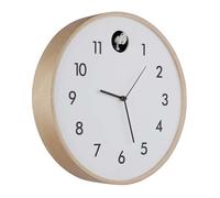 Horloge murale coucou en bois analogique blanc naturel D 31,5 cm