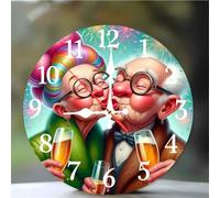 Horloge Murale Couple qui s’embrasse 35cm, Moderne Silencieuse Pendule Murale, Arabes Chiffres Pendules Murales Facile à Lire, horloge murale Ronde pour Décoration de Cuisine Salon Chambre Bureau