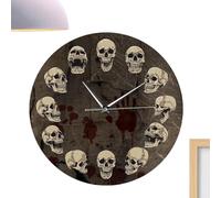 Horloge Murale Crâne,Horloge Murale Gothique Halloween - Fonctionne sur Piles sans Bruit pour Intérieur Salon Cuisine Salle de Bain Chambre Décoration Ferme
