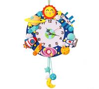 Horloge murale créative en forme d'animal de la forêt faite à la main pour apprendre l'heure éducative en matériau non tissé pour chambre d'enfant, crèche, décoration d'intérieur, 40 x 32 cm (E)