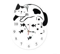 Horloge murale créative en forme de chat avec minuteur 30 x 24 cm pour la maison et le bureau