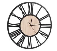 Horloge murale créative, horloge murale, design unique de grain de bois, circulaire, 40 cm, horloge murale en fer pour portemanteau de fenêtre