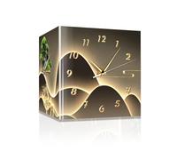 Horloge murale d'angle 25,4 cm double face avec LED lumineuse et télécommande, horloge décorative moderne et silencieuse pour le salon