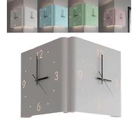 Horloge murale d'angle avec lumière LED à induction, design moderne et silencieux, installation simple, horloge pliable décorative pour la maison et le bureau