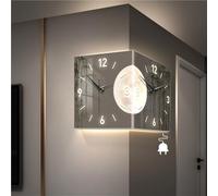 Horloge Murale d'angle Double Face, Horloge décorative Moderne en Acrylique, Applique Murale créative à Double Face, horloges artistiques silencieuses avec décoration (Petite Taille)