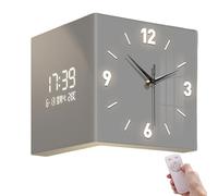 Horloge Murale d'angle LED, Horloge numérique Double Face de 10 Pouces avec lumière LED, télécommande, pour Une Utilisation décorative dans Le Salon, la Chambre à Coucher, Le Couloir