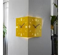Horloge murale d'angle silencieuse double face avec capteur de voix pour décoration de chambre et salon