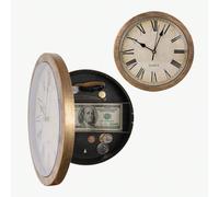 Horloge murale de 10 pouces avec compartiment caché, coffre-fort secret pour ranger les objets de valeur Horloge en argent,Horloge marronABS
