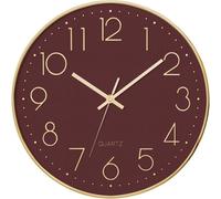 Horloge murale de chambre à coucher avec mécanisme silencieux, rouge, Ø 30 cm