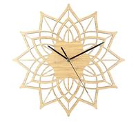 Horloge Murale de Cuisine 30 cm Fleur de Vie Lotus, Sculpture en Bois à Suspendre, décoration bohème en Bois sculpté, Art du Bois à géométrie sacrée, décoration géométri