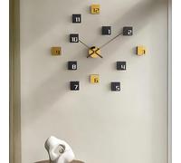 Horloge Murale de Cuisine 3D 82 cm, Grande Horloge Moderne en Noyer Noir, décoration d'intérieur pour Salon, Chambre, Porte d'entrée (Or Miroir), HHYJ5252