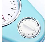 Horloge murale de cuisine de 22,9 cm avec mouvement à quartz, multifonctionnelle pour la cuisine et la décoration de la maison, pour un affichage facile à lire, blanc (bleu lac)