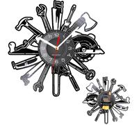 Horloge murale de garage - Montre en métal personnalisée, décor de mécanicien de réparation automobile | Panneau mural de grotte d' avec texte de nom personnalisé, cadeau pour la cuisine, utilisa