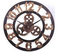 Horloge murale de jardin extérieur grande horloge de jardin face ouverte imitation bois fer horloge extérieure décoration intérieure extérieure horloge murale à quartz horloge murale extérieure