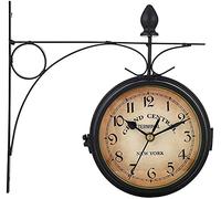 Horloge murale de jardin extérieur intérieur rétro antique mur extérieur monté horloge double face chiffres arabes montrent mouvement silencieux pour la décoration de la maison