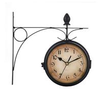 Horloge Murale De Jardin Rétro Double Face - Horloge Ronde Silencieuse à Suspendre pour Une Utilisation Intérieure Et Extérieure, Parfaite pour La Terrasse, La Type 2