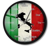Horloge Murale De Langue Italienne Drapeau Italien avec Carte Patriotique Home Decor Design Moderne Veilleuse Activée par Le Son