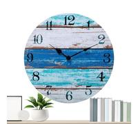 Horloge murale de mer - Horloge murale rustique vintage côtière sans tic-tac | Horloge murale rustique vintage côtière, horloges murales bleues sur le thème de la plage pour chambre à coucher