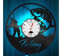 Horloge murale de pêche 3D horloge murale LED télécommande 7 couleurs lumineuses bateau intérieur pêcheur ménage veilleuse LED horloge d'enregistrement nostalgique cadeau pour hommes.