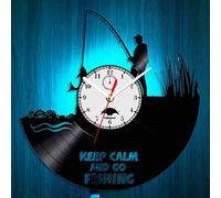 Horloge Murale de pêche 3D Horloge Murale LED télécommande 7 Couleurs Lumineuses Bateau intérieur pêcheur ménage veilleuse LED Horloge d'enregistrement nostalgique Cadeau pour Hommes.