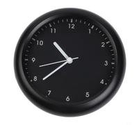 Horloge murale de salle de bain résistante à l'eau 17 cm sans perçage (Noir | Dos sans perforation, pas de perçage nécessaire, installation rapide, design moderne, décoration de salon