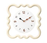 Horloge murale de salon de style crème avec lampe, peinture décorative, fond TV, canapé, 35,6 cm, décoration d'intérieur, suspension murale en plastique (B)