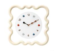 Horloge murale de salon de style crème avec lampe, peinture décorative, fond TV, canapé, 35,6 cm, décoration d'intérieur multifonctionnelle, suspension murale en plastique (A)
