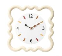 Horloge murale de salon de style crème avec lampe, peinture décorative, fond TV, canapé, 35,6 cm, décoration d'intérieur, suspension murale en plastique (C)