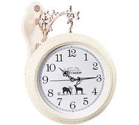 Horloge murale de style classique vintage rotation de 360 degrés cerf horloge murale double face décoration murale pour salon, salle à manger horloge