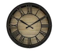 Horloge murale de style industriel à chiffres romains | 30,5 cm design rétro vintage avec cadre noir et doré | Horloge silencieuse sans tic-tac pour décoration de salon, cuisine, chambre à coucher