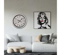 Horloge murale, décoration murale, plastique, blanc, chiffres arabes, diamètre 58 cm