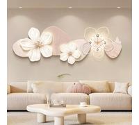 Horloge Murale Décorative 3D à Motif Floral Rose Moderne Et Texturé, Silencieuse Et sans Tic-tac, Grande Sculpture pour Salon, Chambre Ou Bureau. Pink 90x31cm/35.4x12.2in