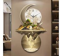 Horloge Murale décorative 3D avec lumière LED, ornée de peintures décoratives, Alimentation Incluse, décoration Murale pour la Maison, la Chambre ou la Cuisine (Or 1, 27,5 x 41,3