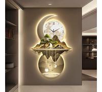 Horloge Murale décorative 3D avec lumière LED, ornée de peintures décoratives, Alimentation Incluse, décoration Murale pour la Maison, Chambre ou Cuisine (Or 2, 23,6 x 35,4 Pouce