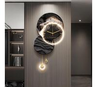 Horloge Murale décorative 3D pour Salon, Grande Horloge Murale décorative Moderne, silencieuse, Lampe décorative pour Salon, Chambre, entrée, Bureau (Noir, 55 x 106 cm / 21,6 x 41,7 Pouces)