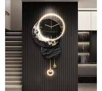 Horloge Murale décorative 3D pour Salon, Grande Horloge Murale décorative Moderne, silencieuse, Lampe décorative pour Salon, Chambre, entrée, Bureau (Noir, 50 x 98 cm / 19,7 x 38,6 Pouces)