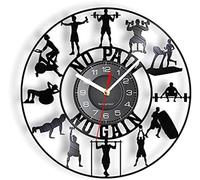 Horloge murale décorative artistique No Pain No Gain inspiré vinyle LP rétro horloge murale entraînement garder la forme exercice salle de sport montre murale décorative cadeau pour les culturistes