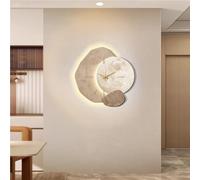 Horloge murale décorative avec lumière LED, sculpture en pierre, design simple, diamètre pour décoration d'intérieur