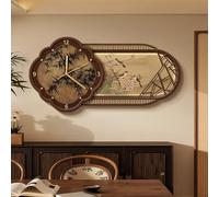 Horloge Murale décorative de Style Classique pour entrée, Finition givrée, création Chinoise silencieuse pour Salon, Chambre ou Salle à Manger, Fonctionne à Piles (Noir, 100 x 50