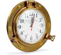 Horloge murale décorative en laiton antique de 22,9 cm | Cadeau de marin nautique | Accent mural maritime (cadran vintage de Franklin & Murphy)
