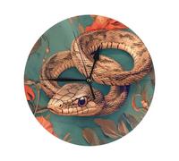 Horloge murale décorative silencieuse de 25,4 cm avec motif serpent venimeux dans la fleur pour chambre à coucher, cuisine, salon, bureau
