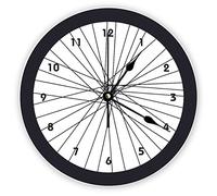 Horloge murale décorative silencieuse sans tic-tac à roue de vélo ronde en bois pour chambre à coucher, salon, maison, bureau, école, décoration murale, 30 x 30 cm